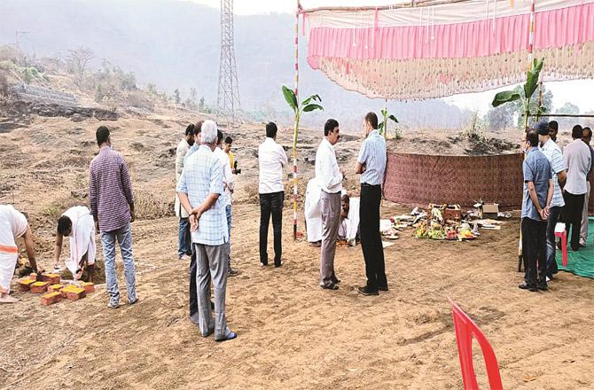 Foundation stone of multi-modal transport hub has been laid in Karjat.