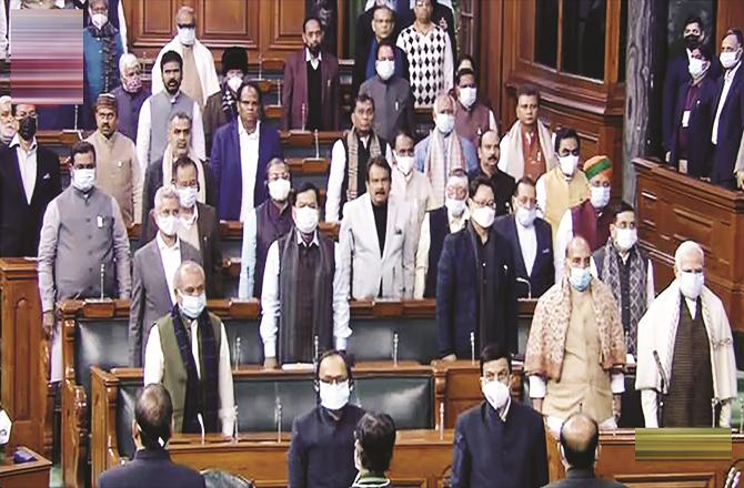A photo taken at the end of Parliament proceedings on Friday. (PTI)