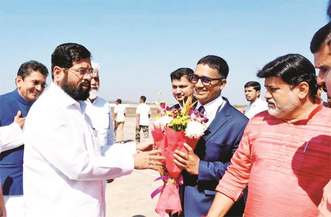A view of Chief Minister Eknath Shinde`s reception in Ratnagiri