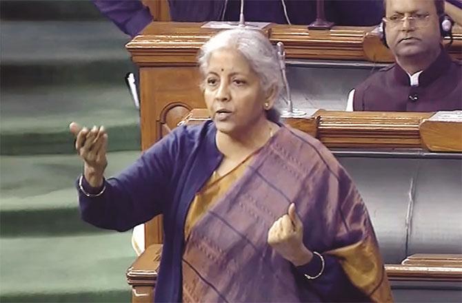 Finance Minister Nirmala Sitharaman speaking in Parliament (Photo: Agency)