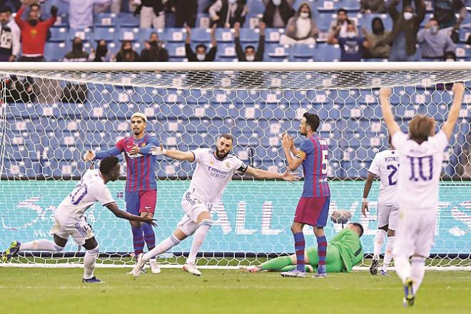 Real Madrid star Karim Benzema scored a goal against Barcelona.Picture:INN