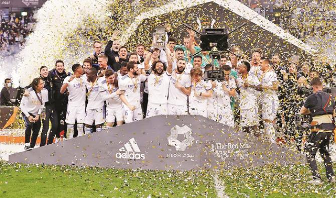 The Real Madrid football club team captured a title after almost a season.Picture:INN