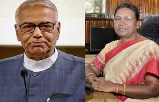 Opposition presidential candidates Yashwant Sinha and Draupadi Murmu..Picture:INN