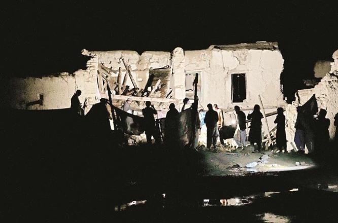 Searching for survivors in a village in Guyana..Picture:AP/PTI