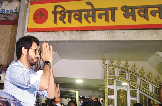 Shiv Sena youth leader Aditya Thackeray addressed the party`s district presidents at Sena Bhawan on Friday. (Photo: PTI)