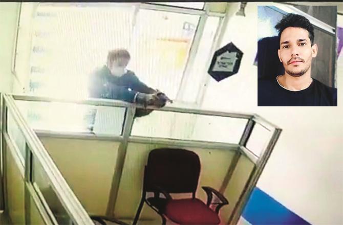 CCTV footage of imprisoned assailant, Vijay Kumar (in inset)