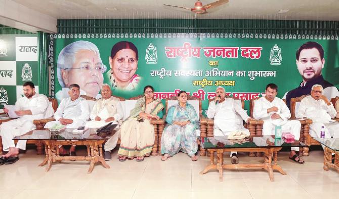 Scene of RJD Legislative Party meeting held at Rabri Devi`s residence.Picture:INN