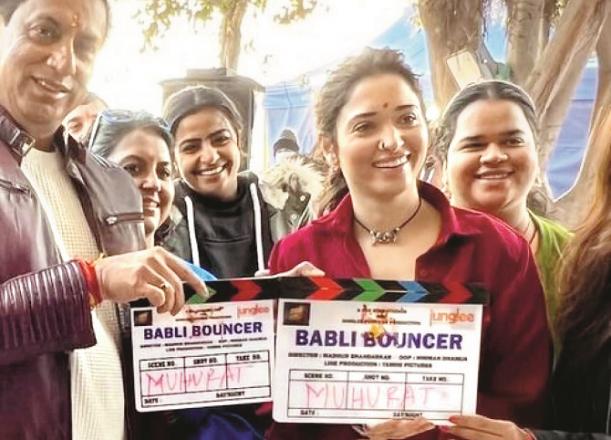 Actress Tamanna Bhatia, director Madhur Bhandarkar and others on the mehrut shoot of the film..Picture:INN