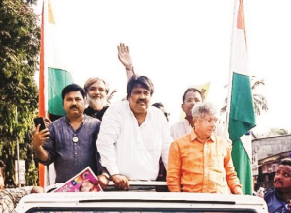 Prakash Ambedkar, president of Vanchat Bahujan Aghari, can be seen during the rally..Picture:INN