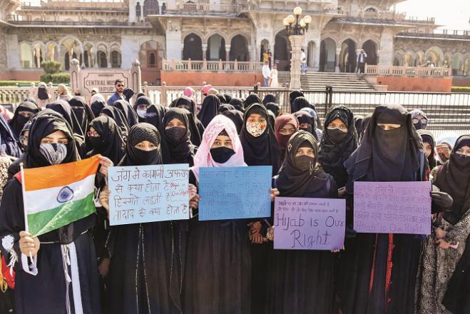 Protests against hijab in Karnataka.Picture:INN