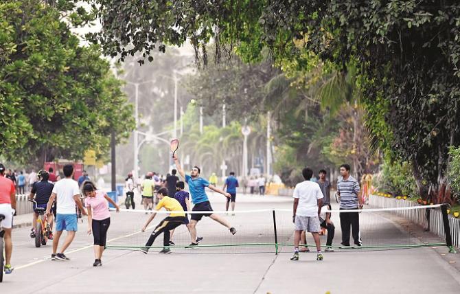  People playing on the beach street on Sunday Street while children skating and cycling.Picture: Bipin Kokate and Stage Shinde