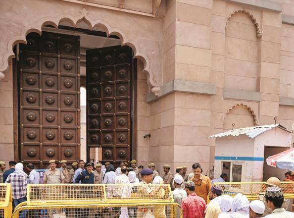  Muslims enter the Gyanwapi Mosque for prayers.Picture:PTI