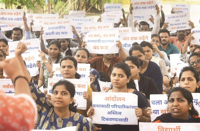 Municipal hospital nurses are protesting for their demands. (Photo: PTI)