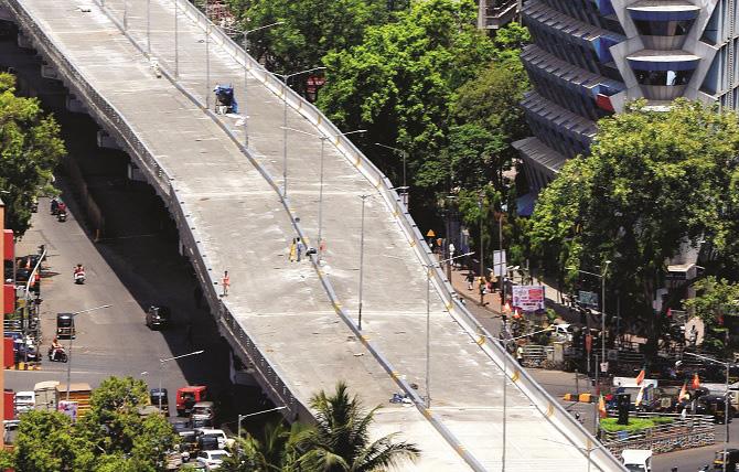 Fallover on Korakendra`s under-construction flyover worries motorists .Picture: Namish Dove