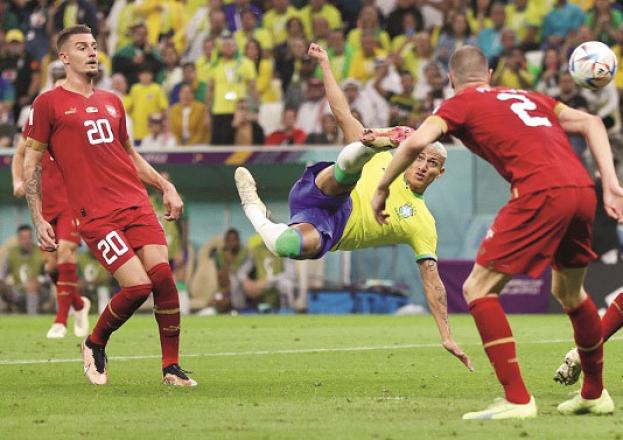 Brazil`s Richarlison can be seen scoring a cross acrobatic goal.Picture:INN