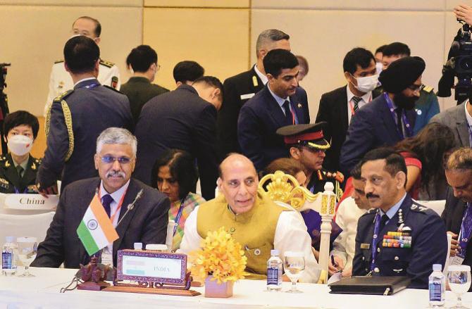 Rajnath Singh at the Defense Ministers` Conference of ASEAN countries..Picture:INN