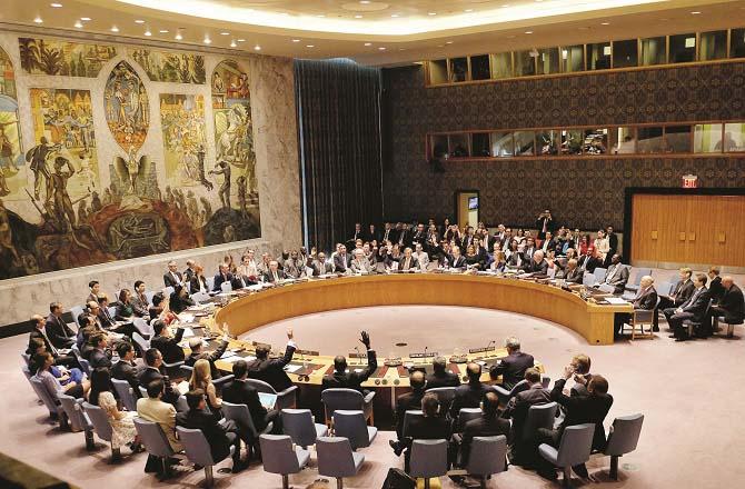 A scene from the United Nations Security Council meeting.Picture:INN