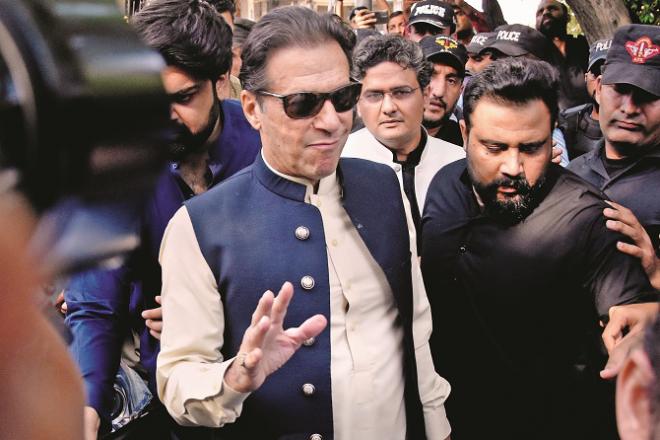 Imran Khan outside the Islamabad High Court .Picture:AP/PTI