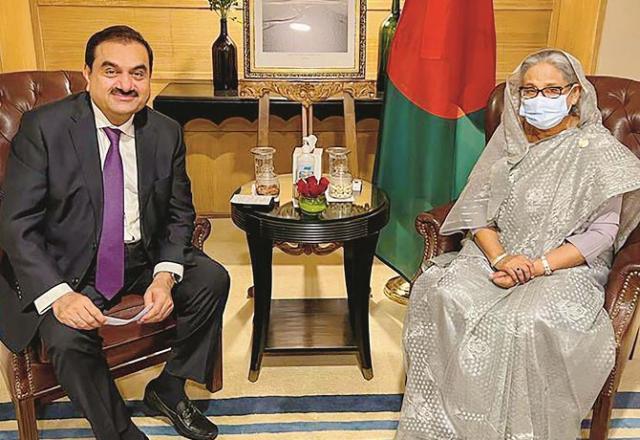 Gautam Adani with Bangladesh Prime Minister Sheikh Hasina Open in G.Picture:PTI