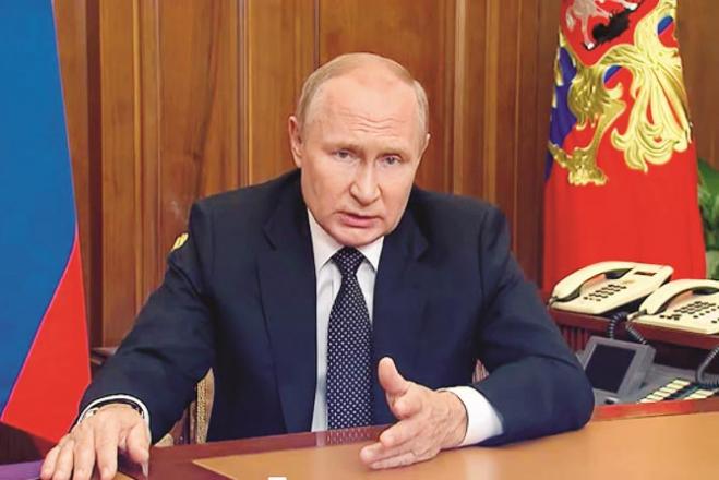 Russian President Vladimir Putin speaking. .Picture:AP/PTI