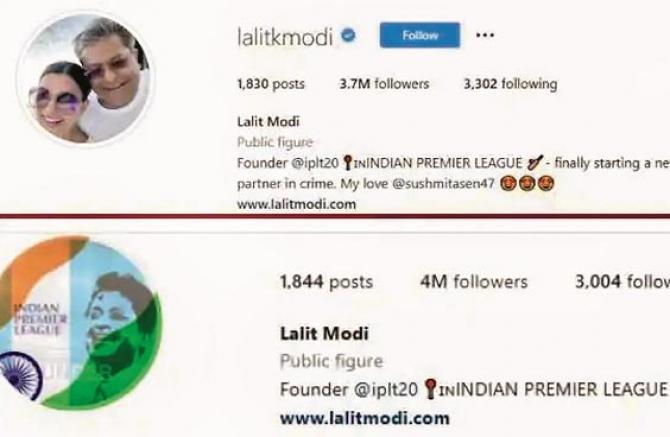 Lalit Modi Old and New DP and Details .Picture:INN