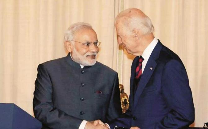 US President Joe Biden with Prime Minister Narendra Modi.Picture:INN
