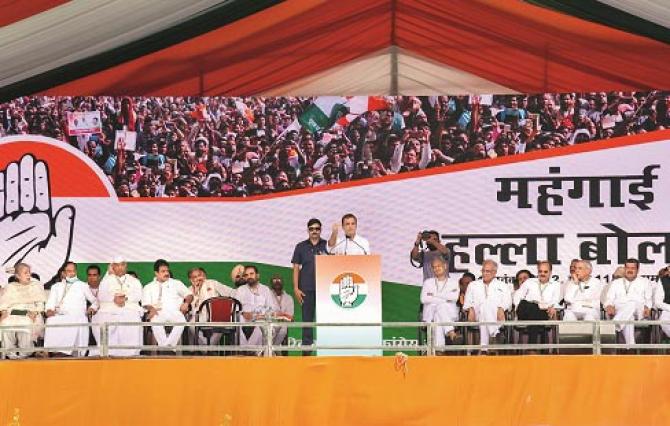 Rahul Gandhi`s speech at the rally of the Congress in Ram Leela Maidan against inflation .Picture:INN