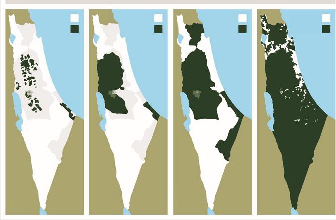 The people of Palestine were evicted from their land, and the Jews occupied their land. Today, Palestine covers an area of only a few hundred kilometers, as can be seen in the last picture (2010).