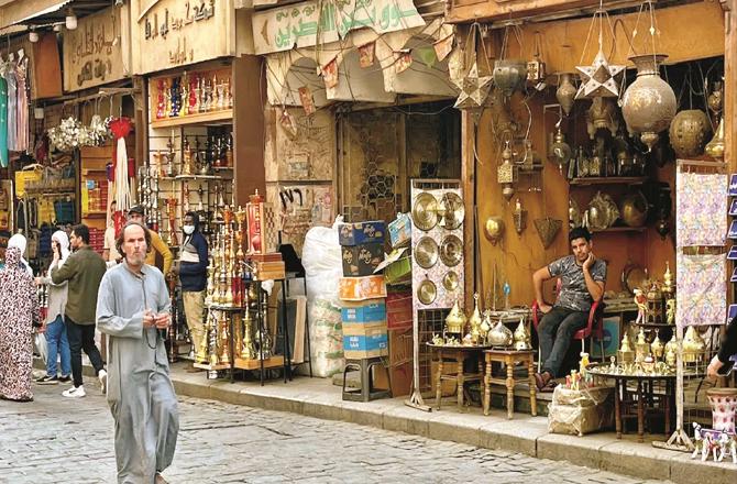 An ancient market in Cairo, Egypt that is very popular with tourists