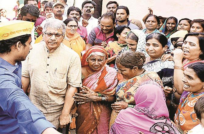 Prakash Ambedkar among his supporters in Sholapur (Photo: Agency)