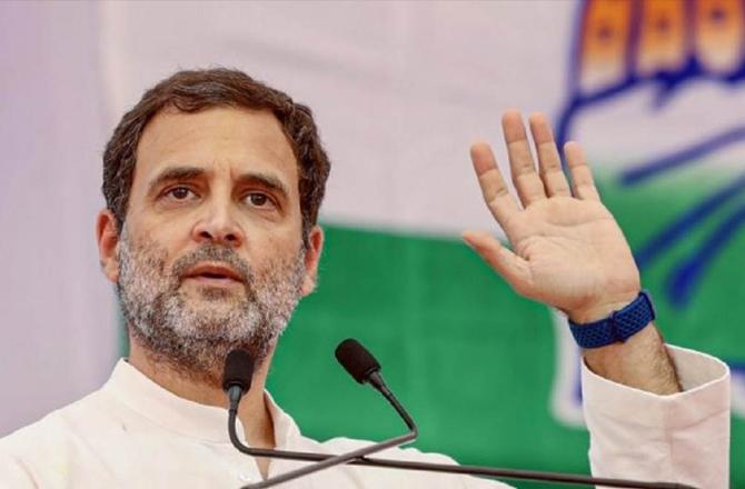 Rahul Gandhi expressing his views during the no-confidence motion against the government. Photo :INN