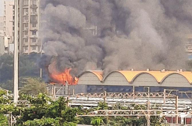 The scene after the fire in the canteen of Lokmanya Tilak Terminus in Kurla.