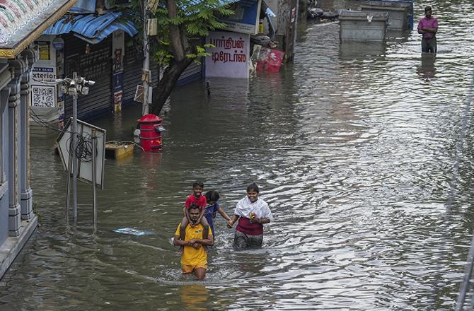 Flood situation has arisen in many areas due to rain. Photo: PTI