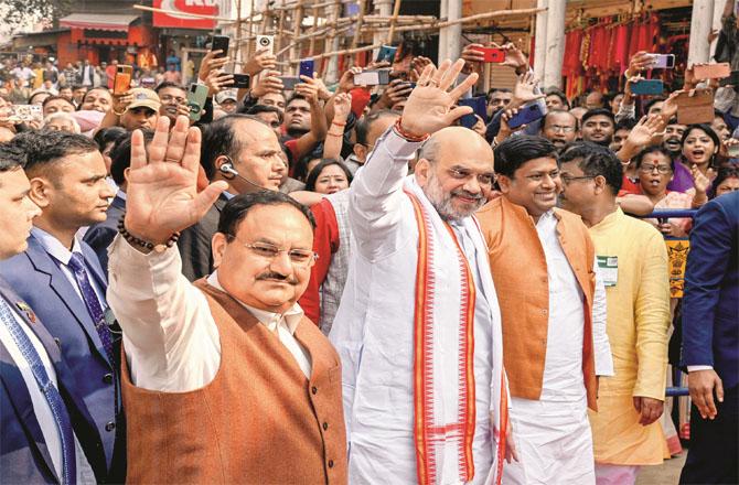 Home Minister Amit Shah and BJP chief JP Nadda are on a two-day visit to West Bengal. Photo: INN