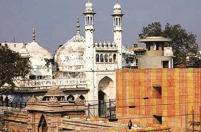 An old photograph of the Gyan Vapi Masjid in Varanasi, said to have been built in 1669.. Photo: INN