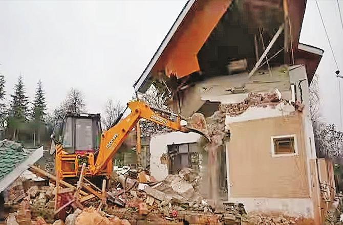 The scene of demolition in Kashmir