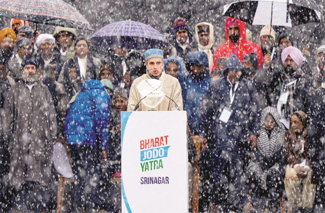 Speaking at the closing ceremony of `Bharat Jodo Yatra`, former Chief Minister of Kashmir Omar Abdullah