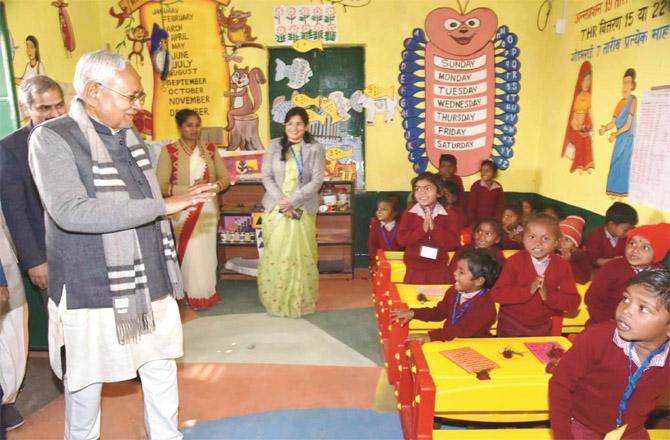 During `Samadhan Yatra`, Nitish Kumar also meets students and tries to understand their problems