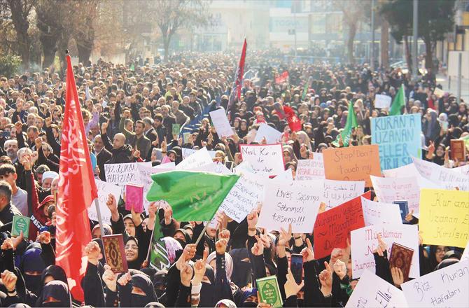 A scene from a demonstration in Turkey
