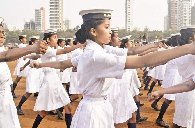 Rehearsal of students at Shivaji Park