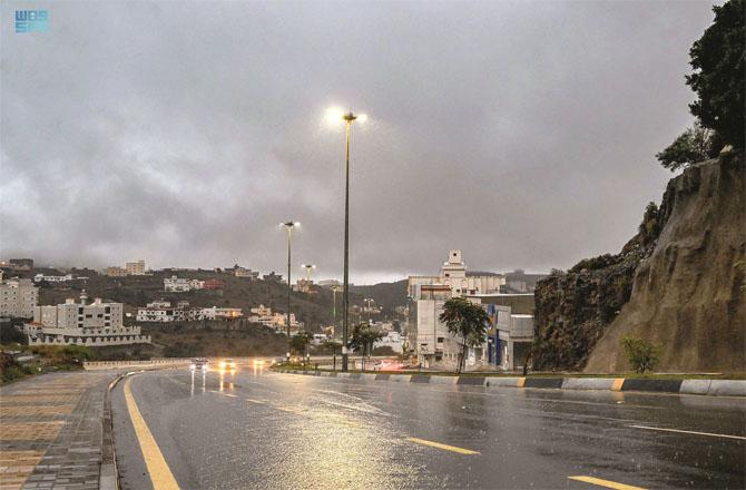 A scene of rain in the Baha region; Photo: SPA