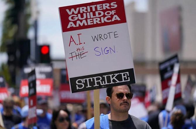 A scene of protest against artificial intelligence in Hollywood. Photo: INN