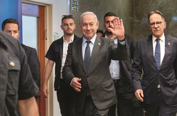 Prime Minister Benjamin Netanyahu with his cabinet. (AP/PTI)