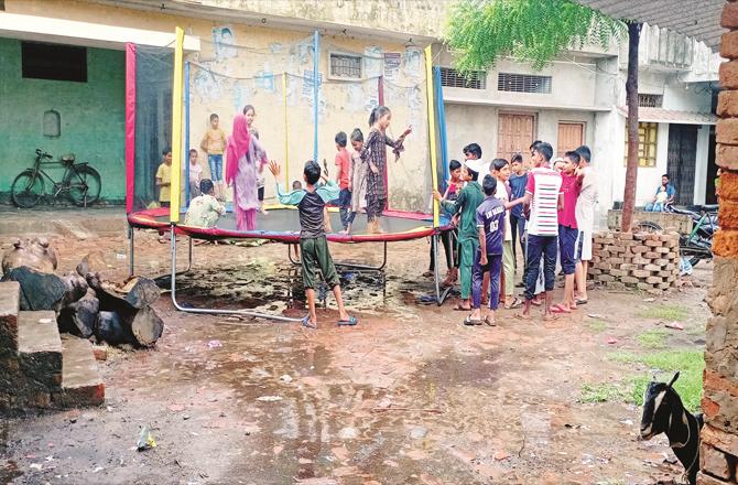 When the trampoline reached the village from the city, the children enjoyed it and started calling it a swing.