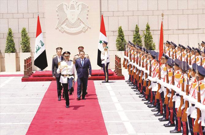 Iraq`s Prime Minister Muhammad Shia al-Sudani tweeted this picture of his welcome.