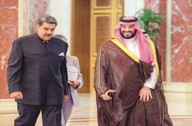 Saudi Crown Prince Mohammed bin Salman and Venezuelan President Nicolas Maduro.