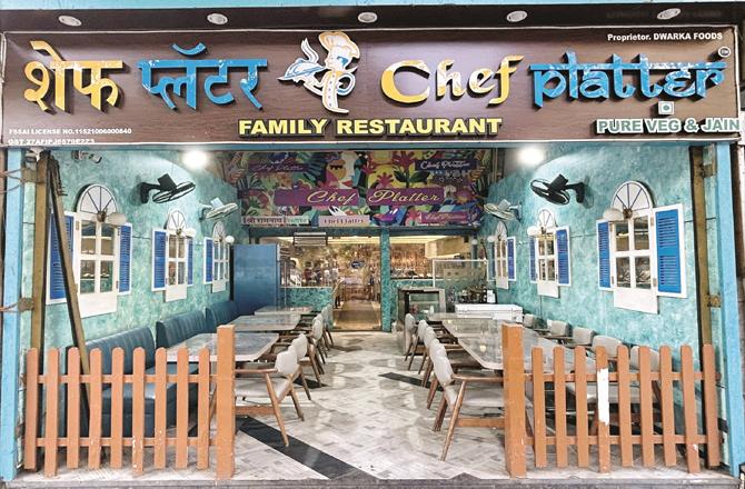 Exterior view of Chef Platter, Bandra (East), AC section in interior. image (inquilab)