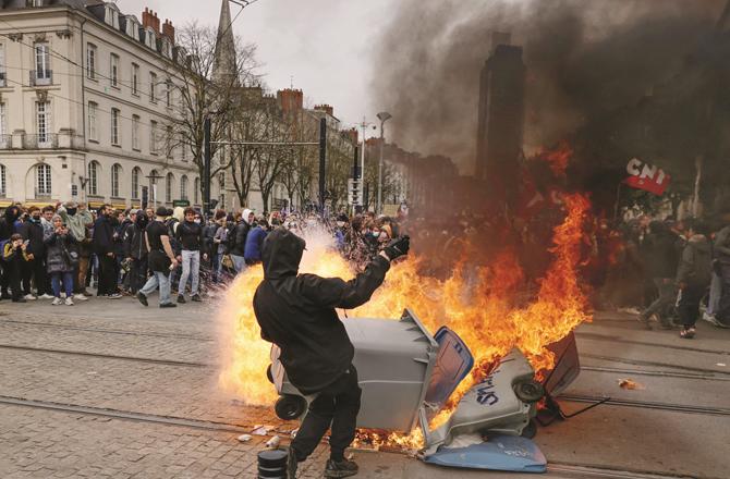 Violent protests were held in many places in France on Thursday (Photo: PTI).