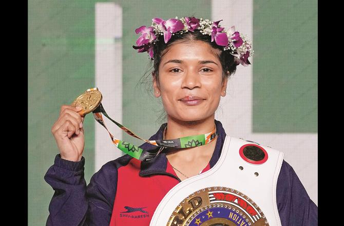 Nikhat Zareen won the gold medal in the World Championship.(PTI)