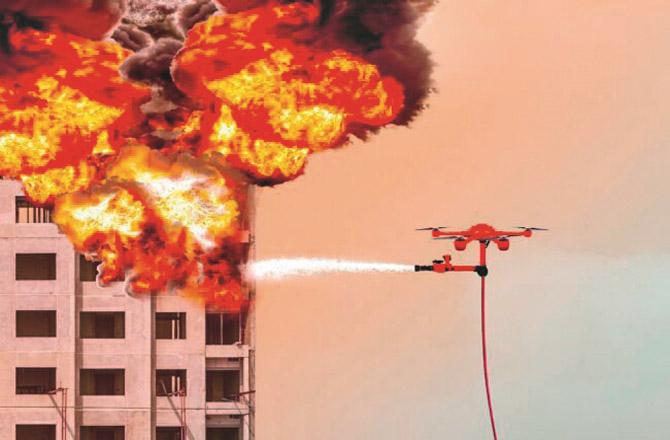 The fire will be controlled with the help of drones. 